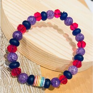 LGBTQ+ Bracelet Bi Pride glass beads rainbow charm gift durable